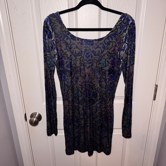 Free People Burnout Velvet Long Sleeve Bodycon Mini Dress - Picture 10 of 14